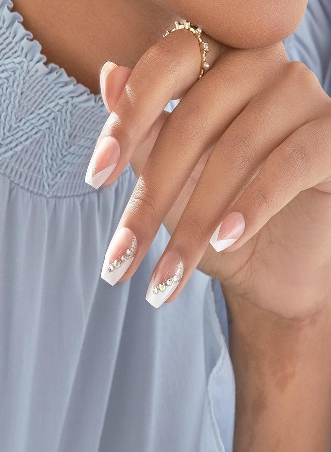 Impress KISS imPRESS No Glue Mani Press On Nails, French, 'Glimpse', White, Medium Size, Coffin Shape, Includes 30 Nails, Prep Pad, Instructions Sheet, 1 Manicure Stick, 1 Mini File - Image 5